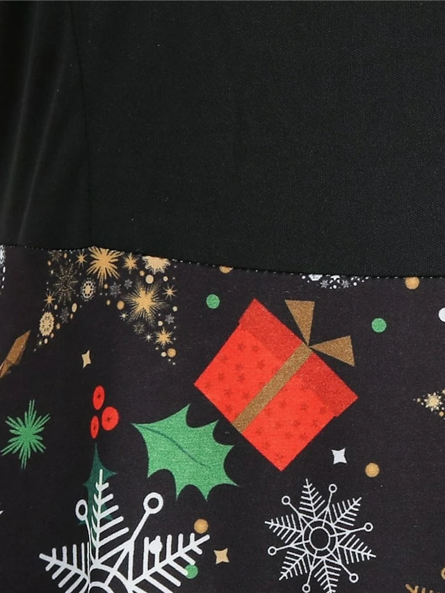 Women's Christmas Casual Dress Swing Dress Vintage Dress Midi Dress Black Wine Orange Long Sleeve Animal Bow Winter Fall Autumn V Neck 2022 S M L XL XXL 3XL 9 Women's Christmas Casual Dress Swing Dress Vintage Dress Midi Dress Black Wine Orange Long Sleeve Animal Bow Winter Fall Autumn V Neck 2022 S M L XL XXL 3XL - Image 7