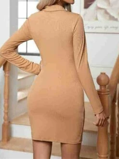 Women's Work Dress Casual Dress Sheath Dress Fashion Office Daily Workfashion Mini Dress Ruched Shirt Collar Long Sleeve Plain Regular Fit Black Khaki Army Green Fall Winter S M L XL XXL -LIGHTINTHEBOX Shop rvxuic1695267940043