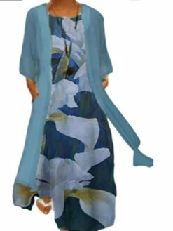 Women‘s Plus Size Curve Two Piece Dress Floral Crew Neck Print Long Sleeve Winter Fall Casual Maxi Long Dress Casual Daily Dress -LIGHTINTHEBOX Shop rvzgzw1637651356019