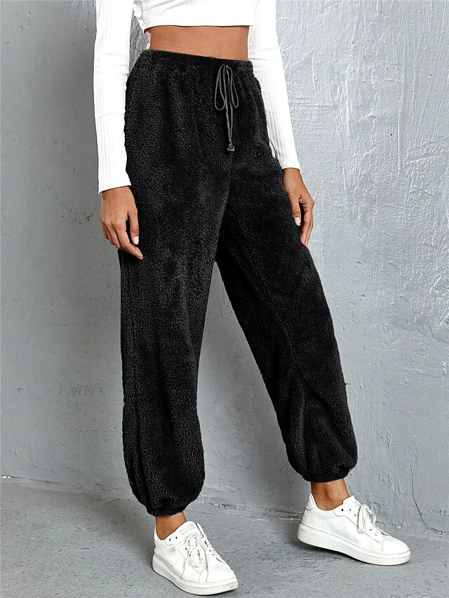 Women's Fleece Pants Sweatpants Chinos Pants Trousers Flannel Dark Brown Black Pink High Waist Fashion Streetwear Daily Wear Vacation Casual Daily Micro-elastic Full Length Comfy Solid Colored XS S M 12 Women's Fleece Pants Sweatpants Chinos Pants Trousers Flannel Dark Brown Black Pink High Waist Fashion Streetwear Daily Wear Vacation Casual Daily Micro-elastic Full Length Comfy Solid Colored XS S M - Image 10