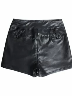 Women's Shorts Hot Pants Faux Leather Black Mid Waist Fashion Party Daily Weekend Pocket Micro-elastic Short Comfort Plain S M L XL XXL -LIGHTINTHEBOX Shop rwwdjb1639144232776