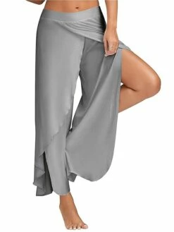 Women's Culottes Wide Leg Wide Leg Chinos Ruffle Layered Stretchy Mid Waist Basic Casual / Sporty Casual Daily Black White S M Summer Spring &Fall -LIGHTINTHEBOX Shop rxdlnh1666771891414