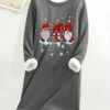 Women's Christmas Dress Sweatshirt Dress Mini Dress Warm Fashion Outdoor Christmas Vacation Crew Neck Print Santa Claus Loose Fit Gray S M L XL XXL -LIGHTINTHEBOX Shop rxptwl1697802679902