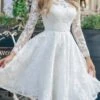 Women‘s Lace Dress Homecoming Dress Winter Dress Knee Length Dress White Long Sleeve Pure Color Lace Winter Fall Autumn Crew Neck Party Party Winter Dress Birthday 2023 S M L XL -LIGHTINTHEBOX Shop rxsdys1645588964860