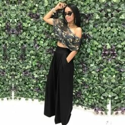 Women's Culottes Wide Leg Chinos Slacks Pants Trousers Yellow Wine Army Green Mid Waist Basic Work Casual Daily Weekend Stretchy Full Length Solid Colored S M L XL XXL -LIGHTINTHEBOX Shop ryzmdc1619167111581