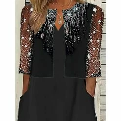 Women's Two Piece Dress Set Casual Dress Dress Set Outdoor Daily Fashion Streetwear Mesh Patchwork Midi Dress V Neck Half Sleeve Graphic Regular Fit Black Summer Spring S M L XL XXL -LIGHTINTHEBOX Shop rzjmfo1682676493744