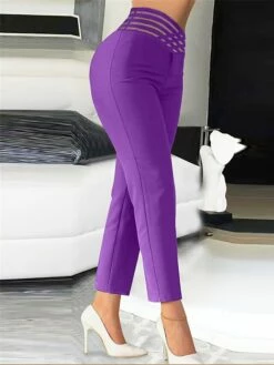 Women's Pants Trousers Full Length Fashion Streetwear Street Daily Violet Light Brown S M Fall Winter -LIGHTINTHEBOX Shop saoktc1693983759846