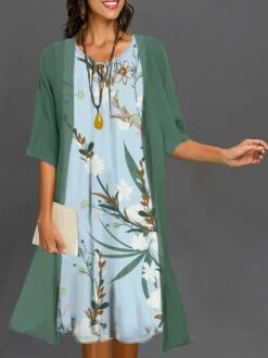 Women's Two Piece Dress Set Casual Dress Dress Set Outdoor Daily Fashion Elegant Print Midi Dress Crew Neck 3/4 Length Sleeve Floral Regular Fit White Blue Green Summer Spring S M L XL XXL 7 Women's Two Piece Dress Set Casual Dress Dress Set Outdoor Daily Fashion Elegant Print Midi Dress Crew Neck 3/4 Length Sleeve Floral Regular Fit White Blue Green Summer Spring S M L XL XXL -LIGHTINTHEBOX Shop sapmje1683028897198
