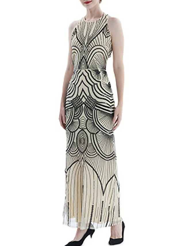 Women's Retro 1920s Sequin Dress Long Dress Maxi Dress Party Evening Party Sequins Backless Geometric Halter Neck Sleeveless Regular Fit Spring Fall 2023 Black Gold S M L XL 3 Women's Retro 1920s Sequin Dress Long Dress Maxi Dress Party Evening Party Sequins Backless Geometric Halter Neck Sleeveless Regular Fit Spring Fall 2023 Black Gold S M L XL