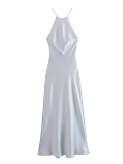 Women's Prom Dress Party Dress Satin Dress Midi Dress White Green Sleeveless Pure Color Backless Spring Fall Winter Spaghetti Strap Fashion Evening Party Wedding Guest Vacation 2023 S M L -LIGHTINTHEBOX Shop saxjvv1691745619187