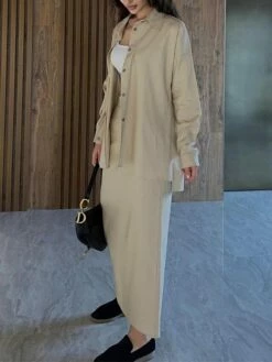Women's Two Piece Dress Set Casual Dress Skirt Set Outdoor Daily Fashion Streetwear Button Pocket Long Dress Maxi Dress Shirt Collar Long Sleeve Plain Loose Fit Brown Green Beige Fall Winter S M L XL 18 Women's Two Piece Dress Set Casual Dress Skirt Set Outdoor Daily Fashion Streetwear Button Pocket Long Dress Maxi Dress Shirt Collar Long Sleeve Plain Loose Fit Brown Green Beige Fall Winter S M L XL -LIGHTINTHEBOX Shop sbpvvk1693534951795