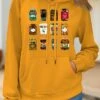 Women's Hoodie Sweatshirt Pullover Basic Neon & Bright Front Pocket Black Yellow Pink Graphic Pickleshirts Casual Sports Hoodie Long Sleeve Top Micro-elastic Fall & Winter