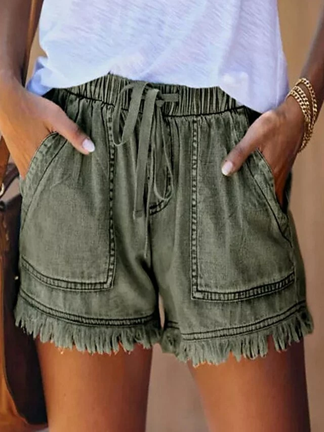 Women's Jeans Shorts Denim Light Blue Sea Blue ArmyGreen Vacation Fashion Casual Vacation Weekend Pocket Short Breathability Plain XS S M L XL 7 Women's Jeans Shorts Denim Light Blue Sea Blue ArmyGreen Vacation Fashion Casual Vacation Weekend Pocket Short Breathability Plain XS S M L XL - Image 5