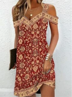 Women's Casual Dress Ethnic Dress Summer Dress Floral Tribal Cold Shoulder Print Strap Mini Dress Vintage Ethnic Outdoor Daily Short Sleeve Regular Fit Black Wine Red Summer Spring S M L XL XXL 11 Women's Casual Dress Ethnic Dress Summer Dress Floral Tribal Cold Shoulder Print Strap Mini Dress Vintage Ethnic Outdoor Daily Short Sleeve Regular Fit Black Wine Red Summer Spring S M L XL XXL -LIGHTINTHEBOX Shop sdbraw1687250443712
