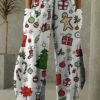Women's Pants Trousers Bloomers Full Length Faux Linen Trousers Christmas Christmas Festival Rice White White S M Fall & Winter