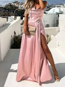 Women's Prom Dress Party Dress Satin Dress Pink Dress Long Dress Maxi Dress Fuchsia Khaki Sleeveless Pure Color Backless Summer Spring Fall Spaghetti Strap Fashion Birthday Evening Wedding Guest 2023 -LIGHTINTHEBOX Shop sgahhz1663237137084