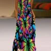 Women's Long Dress Maxi Dress Casual Dress Sheath Dress Swing Dress Floral Butterfly Fashion Casual Daily Holiday Going Out Pocket Print Sleeveless V Neck Dress Regular Fit Red Blue Green Spring -LIGHTINTHEBOX Shop shdxtu1675940894083