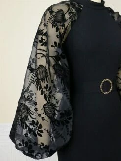 Women's Plus Size Curve Party Dress Black Dress Formal Dress Plain Long Dress Maxi Dress Long Sleeve Lace Stand Collar Fashion Party Black Fall Winter XL XXL 3XL 4XL -LIGHTINTHEBOX Shop skioio1694151491136