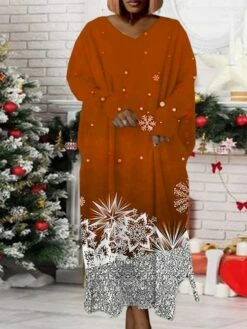 Women‘s Plus Size Christmas Dress Print V Neck Long Sleeve Winter Fall Modern Maxi Long Dress Daily Dress 11 Women‘s Plus Size Christmas Dress Print V Neck Long Sleeve Winter Fall Modern Maxi Long Dress Daily Dress -LIGHTINTHEBOX Shop sllcce1668158943771