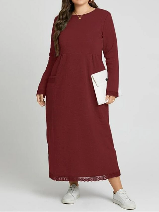 Women's Casual Dress Sweatshirt Dress Winter Dress Long Dress Maxi Dress Ruched Pocket Outdoor Daily Going Out Fashion Streetwear Crew Neck Long Sleeve 2023 Loose Fit Black Wine Purple Color S M L XL 11 Women's Casual Dress Sweatshirt Dress Winter Dress Long Dress Maxi Dress Ruched Pocket Outdoor Daily Going Out Fashion Streetwear Crew Neck Long Sleeve 2023 Loose Fit Black Wine Purple Color S M L XL - Image 9