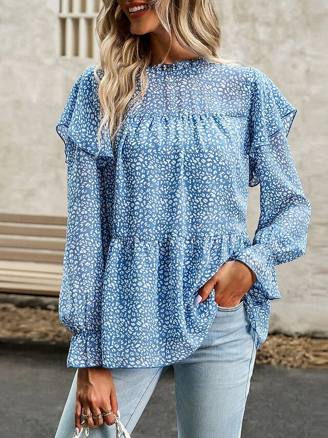 Women's Black Yellow Pink Heart Print Long Sleeve Work Elegant & Luxurious Boat Neck Form Fit Floral Fleece Lined Bell Sleeve Spring & Summer 5 Women's Black Yellow Pink Heart Print Long Sleeve Work Elegant & Luxurious Boat Neck Form Fit Floral Fleece Lined Bell Sleeve Spring & Summer - Image 3