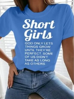 Women's T Shirt Tee 100% Cotton Black White Pink Text Print Short Sleeve Daily Weekend Basic Funny Round Neck Regular Fit Painting -LIGHTINTHEBOX Shop sovgxl1678449263888