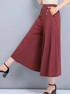 Women's Wide Leg Slacks Capri Shorts Ankle-Length Active Fashion Outdoor Street Claret Black XL 2XL Fall Winter -LIGHTINTHEBOX Shop spopqe1697766258175