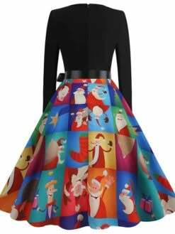 Women's Christmas Casual Dress Swing Dress Vintage Dress Midi Dress Green Blue Royal Blue Long Sleeve Color Block Bow Winter Fall Autumn V Neck Slim 2022 S M L XL XXL 3XL -LIGHTINTHEBOX Shop sptpas1666761743274