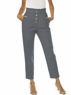 Women‘s Linen Dress Pants Trousers Cotton And Linen Magenta Orange Red Rust High Waist Streetwear Casual Comfort Holiday Daily Wear Vacation Pocket Micro-elastic Full Length Breathability Plain -LIGHTINTHEBOX Shop sqoklv1688025666446