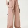 Women's Cargo Pants Wide Leg Pants Trousers Full Length Pocket Baggy Micro-elastic High Rise Fashion Streetwear Street Daily Wear Black Pink S M Fall Winter -LIGHTINTHEBOX Shop sqzvva1692270556353