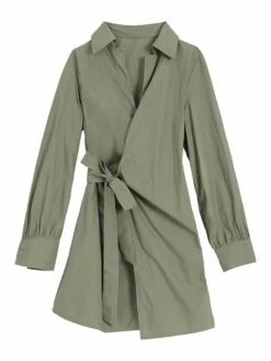 Women's Shirt Dress Casual Dress Sheath Dress Mini Dress Outdoor Daily Vacation Polyester Fashion Modern Shirt Collar Lace Up Long Sleeve Spring Fall Winter 2023 Regular Fit ArmyGreen Black White -LIGHTINTHEBOX Shop srwgia1695027662976
