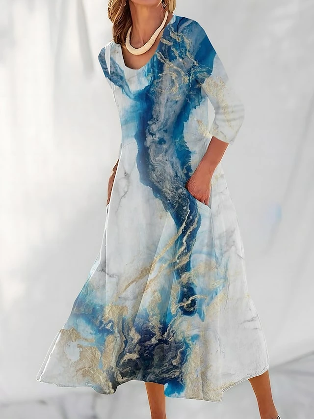 Women's Casual Dress Cotton Linen Dress Swing Dress Maxi Long Dress Polyester Fashion Casual Daily Outdoor Daily Vacation V Neck Split Print Long Sleeve Summer Spring Fall 2023 Loose Fit White Navy 7 Women's Casual Dress Cotton Linen Dress Swing Dress Maxi Long Dress Polyester Fashion Casual Daily Outdoor Daily Vacation V Neck Split Print Long Sleeve Summer Spring Fall 2023 Loose Fit White Navy - Image 5