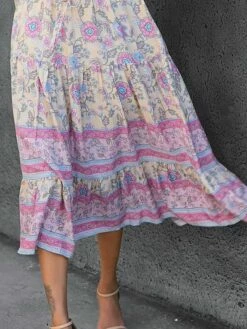 Women's Casual Dress Swing Dress Print Dress Floral Print Drawstring Print V Neck Midi Dress Active Fashion Outdoor Daily Long Sleeve Regular Fit Pink Spring Fall S M L XL -LIGHTINTHEBOX Shop styjkd1692959232240