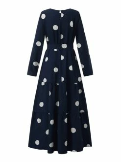 Women's Vintage Dress Kaftan Dress Polka Dot Dress Long Dress Maxi Dress Yellow Wine Navy Blue Long Sleeve Polka Dot Lace Up Spring Fall Winter Crew Neck Muslim Vacation Loose Fit 2023 S M L XL XXL -LIGHTINTHEBOX Shop svcroc1670928750942
