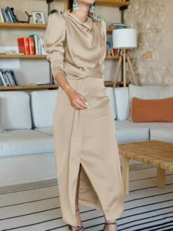 Women's Work Dress Satin Dress Semi Formal Dress Fashion Long Dress Maxi Dress Split Stand Collar Long Sleeve Plain Regular Fit Black Blue Sky Blue Fall Winter S M L XL 24 Women's Work Dress Satin Dress Semi Formal Dress Fashion Long Dress Maxi Dress Split Stand Collar Long Sleeve Plain Regular Fit Black Blue Sky Blue Fall Winter S M L XL -LIGHTINTHEBOX Shop sveasg1692761648411