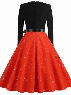 Women's Christmas Casual Dress Swing Dress Midi Dress Green Wine Light Red Fuchsia Red Long Sleeve Santa Claus Elk Bow Print Winter Fall V Neck Vacation Vintage 2022 S M L XL XXL 3XL -LIGHTINTHEBOX Shop svimsl1666761910045