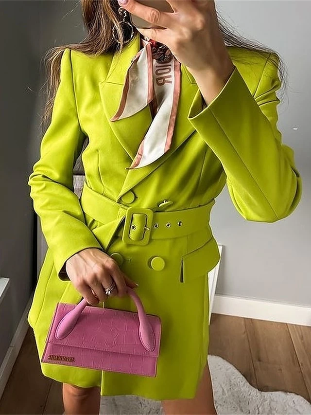 Women's Work Dress Blazer Dress Semi Formal Dress Fashion Office Daily Workfashion Mini Dress Button Pocket Shirt Collar Long Sleeve Plain Loose Fit Black Green Fall S M L 3 Women's Work Dress Blazer Dress Semi Formal Dress Fashion Office Daily Workfashion Mini Dress Button Pocket Shirt Collar Long Sleeve Plain Loose Fit Black Green Fall S M L