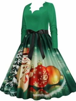Women's Christmas Party Dress Swing DressKnee Length Dress Green Purple Wine Red Black Long Sleeve Santa Claus Elk Snowman Print Fall Winter V Neck Vintage Party Elegant Party 2022 S M L XL XXL 3XL 33 Women's Christmas Party Dress Swing DressKnee Length Dress Green Purple Wine Red Black Long Sleeve Santa Claus Elk Snowman Print Fall Winter V Neck Vintage Party Elegant Party 2022 S M L XL XXL 3XL -LIGHTINTHEBOX Shop swwjxi1665475510544