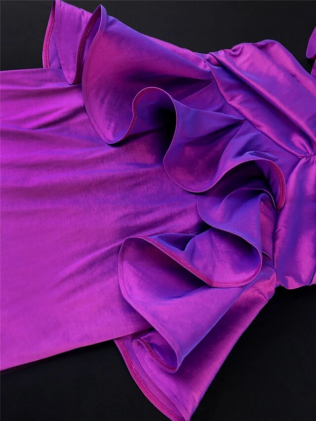 Women's Party Dress Cocktail Dress Satin Dress Midi Dress Purple Short Sleeve Pure Color Ruched Summer Spring Fall Off Shoulder Fashion Wedding Guest Vacation Summer Dress 2023 S M L XL XXL 3XL 4XL 6 Women's Party Dress Cocktail Dress Satin Dress Midi Dress Purple Short Sleeve Pure Color Ruched Summer Spring Fall Off Shoulder Fashion Wedding Guest Vacation Summer Dress 2023 S M L XL XXL 3XL 4XL - Image 4