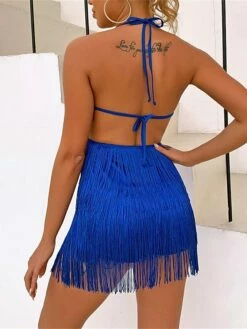 Women's Party Dress Fringe Dress Homecoming Dress Mini Dress Black White Wine Sleeveless Pure Color Tassel Fringe Spring Fall Winter Halter Neck Fashion Wedding Guest Birthday Vacation Slim 2023 S M -LIGHTINTHEBOX Shop syayse1693535331936