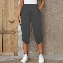 Women's Capri Shorts Black Wine Blue Fashion Casual Daily Side Pockets Calf-Length Comfort Plain S M L XL 2XL -LIGHTINTHEBOX Shop sykauw1682411331102
