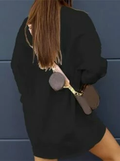 Women's Casual Dress Sweatshirt Dress Winter Dress Mini Dress Patchwork Outdoor Street Daily Active Fashion Crew Neck Long Sleeve 2023 Loose Fit Black White Green Color S M L XL XXL Size -LIGHTINTHEBOX Shop szwduw1693539416286