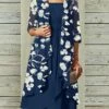 Women's Two Piece Dress Set Party Dress Chiffon Dress Party Outdoor Fashion Elegant Ruffle Print Midi Dress Square Neck 3/4 Length Sleeve Floral Regular Fit Blue Summer Spring S M L XL XXL -LIGHTINTHEBOX Shop tannic1682567205492