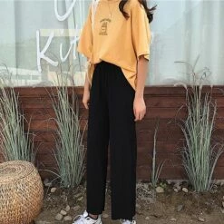 Women's Dress Pants Wide Leg Chinos Ankle-Length Baggy Micro-elastic Mid Waist Fashion Streetwear Daily Weekend Black S M Summer Spring &Fall -LIGHTINTHEBOX Shop tbjeed1625810086581