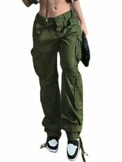 Women‘s Parachute pants Trousers Full Length Trousers Street Casual Rice White White / White S M All Seasons