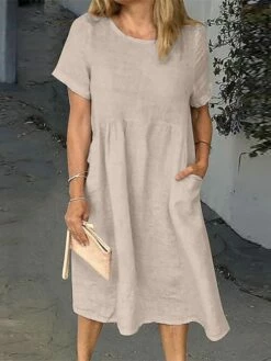 Women's Casual Dress Cotton Linen Dress Shift Dress Midi Dress Cotton Blend Basic Casual Daily Holiday Vacation Crew Neck Pocket Short Sleeve Summer Spring 2023 Loose Fit White Pink Blue Pure Color S 12 Women's Casual Dress Cotton Linen Dress Shift Dress Midi Dress Cotton Blend Basic Casual Daily Holiday Vacation Crew Neck Pocket Short Sleeve Summer Spring 2023 Loose Fit White Pink Blue Pure Color S -LIGHTINTHEBOX Shop tbzwbn1657786380487