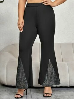 Women's Bell Bottom Pants Plus Size Curve Trousers Full Length Fashion Streetwear Street Daily Black XL XXL Fall Winter -LIGHTINTHEBOX Shop tctwdk1694510089789
