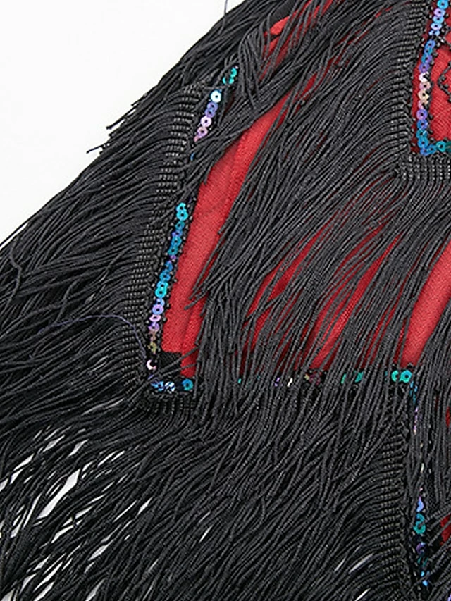 Women's Retro 1920s Fringe Dress Midi Dress Party Halloween Sequins Tassel Fringe Leaf V Neck Sleeveless Regular Fit Spring Fall 2023 Black Wine S M L XL 13 Women's Retro 1920s Fringe Dress Midi Dress Party Halloween Sequins Tassel Fringe Leaf V Neck Sleeveless Regular Fit Spring Fall 2023 Black Wine S M L XL - Image 11