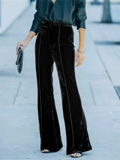 Women's Bell Bottom Pants Trousers Full Length Fashion Streetwear Outdoor Street Black Wine S M Fall Winter -LIGHTINTHEBOX Shop teexwv1694754603786