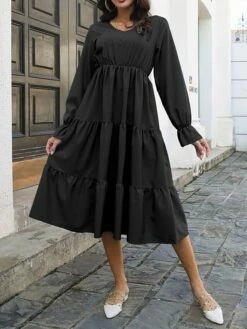 Women's Casual Dress Plain Dress Midi Dress Patchwork Outdoor Street Daily Active Fashion V Neck Long Sleeve 2023 Loose Fit Black Blue Khaki Color S M L XL XXL Size 28 Women's Casual Dress Plain Dress Midi Dress Patchwork Outdoor Street Daily Active Fashion V Neck Long Sleeve 2023 Loose Fit Black Blue Khaki Color S M L XL XXL Size -LIGHTINTHEBOX Shop terakv1692936950092